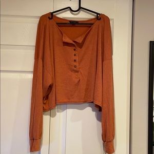 American Eagle Ribbed button v-neck crop top